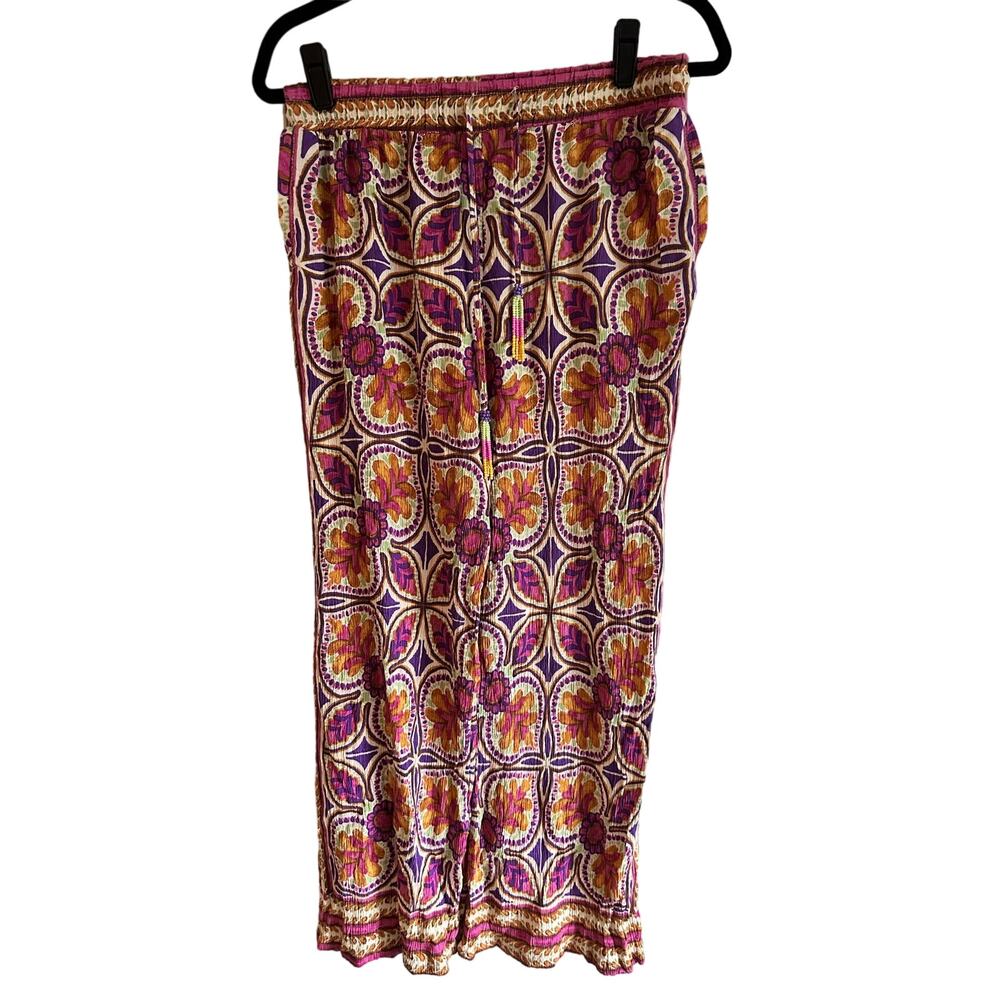 Haute Hippie Wide Leg Boho Beach Pants Multicolor Print Size Small